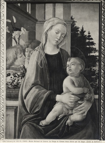 Alinari, Fratelli — Paris. Musée National du Louvre. La Vierge et l'Enfant Jésus adores par les Anges. (École de Botticelli.) — insieme